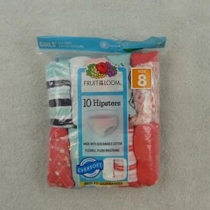 Fruit Of The Loom Underwear Girls Size 8 Hipsters Cotton 10 Pairs - Picture 1 of 11