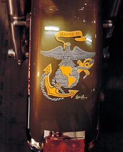 8x10 handbemalt Motorrad "Semper FI" Kunst Foto Portfolio Airbrush Künstler-Geschenk - Bild 1 von 1