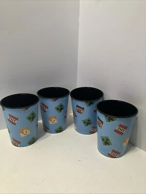 Lote de 4 tazas de plástico Minecraft industrias únicas hechas en EE. UU. 🇺🇸 -usadas- Foto 1 de 4