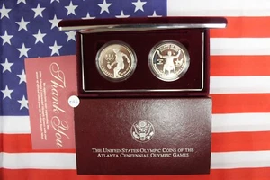 1996 Atlanta Olympic Commemorative - 2 coin Proof Dollar set - OGP & COA (Z162) - Picture 1 of 1