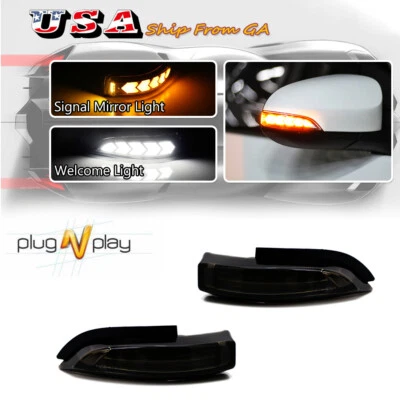 Luces de señal secuencial de espejo retrovisor lateral blanco/ámbar ahumado para Toyota Venza Corolla Foto 1 de 4