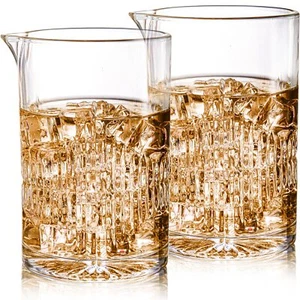 2 Pack Cocktail Mixing Glass 25 Oz Stirring Glass Seamless Glass Shaker With Wei - Picture 1 of 7
