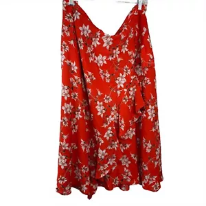 Calvin Klein Skirts Size 20 W Red White Floral Flare Womens Frilly Casual - Picture 1 of 9