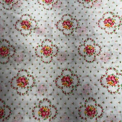 6 yards Vintage Petite Floral Cotton Fabric Craft Material #988 - Image 1 of 3