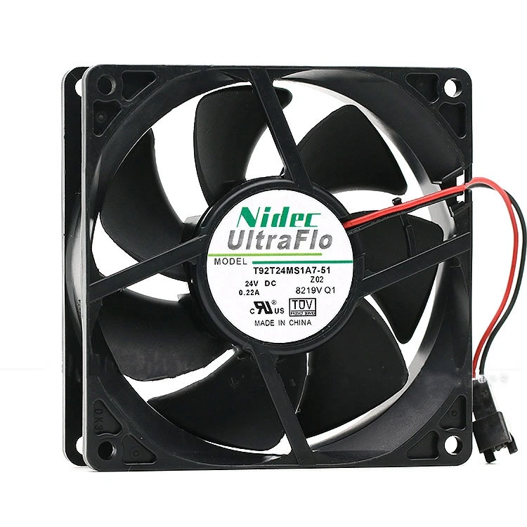 Nidec T92T24MS1A7-51 24V 0.22A 9025 9CM 2-wire inverter cooling fan - Image 1 of 4
