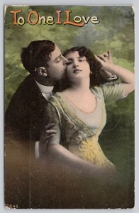 Geteilte Rückseite Postkarte Liebe und Romantik zu einem Ich liebe Paar küssend - Bild 1 von 2