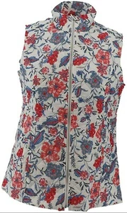 NUEVO CHALECO SUSAN GRAVER $62 Fin de semana Algodón Impreso con Cremallera Frontal-Blanco/Rojo-Talla Reg 2 - Imagen 1 de 4