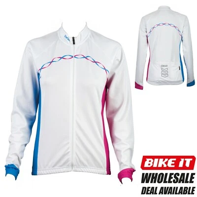 LADIES CYCLING JERSEY Long Sleeve Womens Cycle Jersey White WHOLESALE BULK DEAL - Image 1 of 4