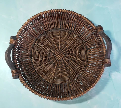 Round Basket GUC Quality Sturdy Gift Fruit Towels Dessert Organizer Summer Wood Cover