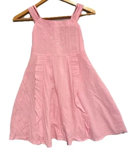 Girls Pink Dress Size 5 Vintage Sleeveless Pleated Party Dress Back Tie - Picture 1 of 11