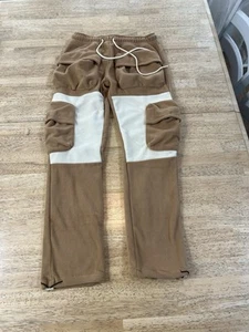 Men’s Fleece Rebel Minds Medium Joggers Cargo Pockets Camel/Cream New With Tags - Picture 1 of 7