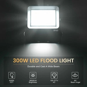 LED Flood Light 300W Outdoor Tennis Court Billboard Garage Light IP65 Waterproof - Picture 1 of 12
