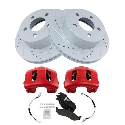 Комплект переднего керамического тормоза и ротора для Jeep Cherokee 97-06 Wrangler 1999-2001 годов выпуска - Изображение 1 из 4