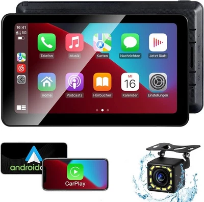 Tragbare CarPlay Display, Wireless Android Auto mit HD Rückfahrkamera, 7 Zoll  - Bild 1 von 4