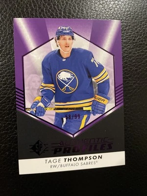 2022-23 SP Authentic Hockey - Tage Thompson - Authentic Profiles - Purple Foil - Image 1 of 2