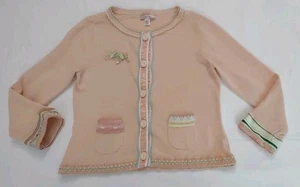 Intuitions light Peach Sweater Women knitted Cardigan Medium Lace Cottagecore - Picture 1 of 15