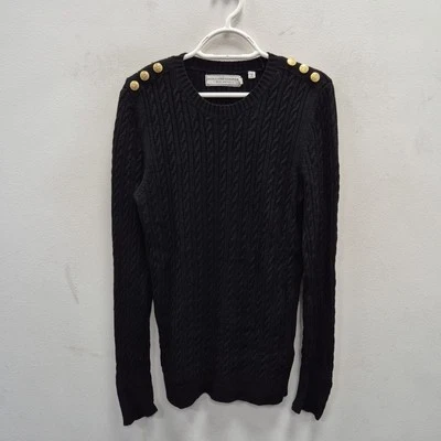 Holland Cooper Seattle Cable Knit Black Chic Crew Neck Jumper Sweater Size Small - Image 1 of 4