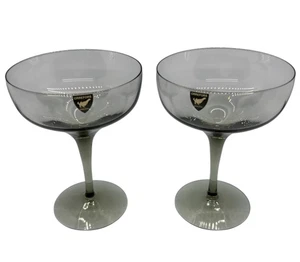 Two Orrefors Rhapsody Smoke Champagne Glasses 5 3/8 inches / NEW - Picture 1 of 7