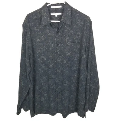 Perry Ellis Mens Shirt Silk Shirt Men L Black Button Down Shirt Men Casual Shirt - Image 1 of 4