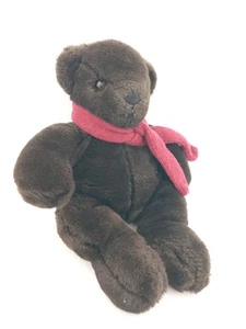 Oso de peluche de granero de cerámica tan suave de 15" juguete marrón oscuro rojo bufanda PBK - Imagen 1 de 10