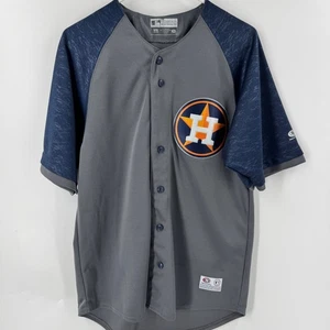 Majestic MLB Houston Astros Baseball Jersey Gray Navy M M - Picture 1 of 8
