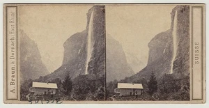 Original 1860er Schweiz, Staubbach bei Lauterbrunnestereoview von Adolphe Braun - Bild 1 von 2