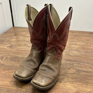 ARIAT WESTERN BROWN RED LEATHER SQUARE TOE COWBOY WORK BOOTS 10005870 MENS 9.5 - Picture 1 of 13