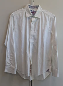 Robert Graham Abstract Dress Shirt L/S Floral Men's L White All Over Prep GUC - Picture 1 of 17