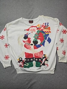 Vintage Electric Knit Co Sweater Womans Medium White Sweatshirt Christmas Santa - Picture 1 of 20