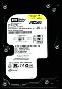 WD WD2500JB-00GVC0, 3.5"/250GB/5400rpm/8M, FW: 08.02D08, Thailand, date 2005/08 - Picture 1 of 7