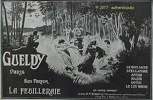 PUBLICITE GUELDY PARFUM LA FEUILLERAIE BOIS SACRE ANTAR DE 1918 FRENCH AD PUB - Picture 1 of 1