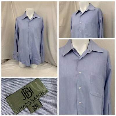 Camisa de Vestir Jhane Barnes 16.5 34 Azul 100% Algodón Manga Larga Botón YGI N2-684 Foto 1 de 4