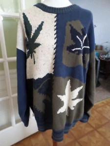 Men's Size 1X Vintage Cotton Traders Hong Kong  Made Thick Ramie Cotton Sweater - Picture 1 of 5