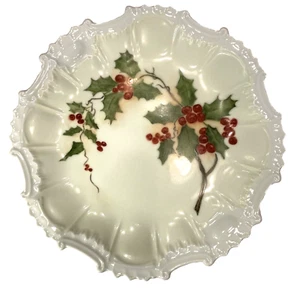 Stechpalme & Efeu Deko Schrank Teller Bastler handbemalt 8,5 cm Weihnachten - Bild 1 von 7