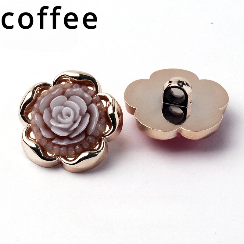 8X Flower Buttons Rose Craft Material DIY Jacket Coat Cardigan Sweater Sew Decor - Image 1 of 4