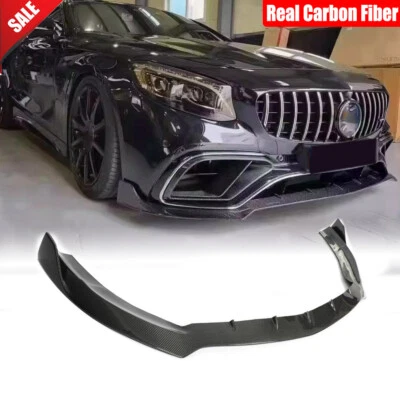 For Benz W217 C217 S63 S65 Coupe 2018-2021 Real Carbon Front Bumper Lip Spoiler - Image 1 of 4