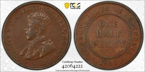 AUSTRALIA 1923 HALF PENNY KEY DATE PCGS XF45+ GRADE LOW MINT CV $14,998.00 - Picture 1 of 1