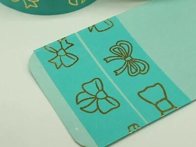Turquoise Washi Masking Tape With Gold Bows Ribbon Crafts 10m x 15mm *UK SELLER* - Image 1 of 3
