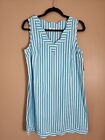 Crown & Ivy Flower Power Dress NWT Women's Size 10 Turquoise White Striped