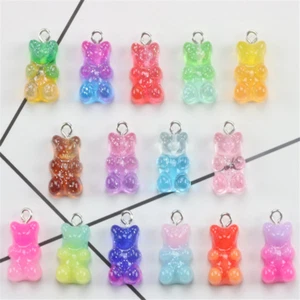 20X Resin charm Colorful bear Pendants Necklace bracelet Jewelry Accessorie 17mm - Picture 1 of 19