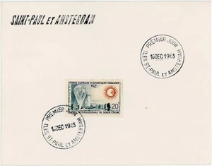FRANCIA ANTÁRTIDA TAAF 1963 SOL TRANQUILO FDC SAINT PAUL ET AMSTERDAM MARITIME - Imagen 1 de 2