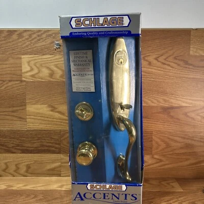 ОДИН SCHLAGE ТВЕРДЫЙ ЛАТУННЫЙ ПЕРЕДНИЙ ВХОД ЗАМОК КОМПЛЕКТ FA360 V ПЕПЕЛ 505 И 605 РУЧКИ - Изображение 1 из 4