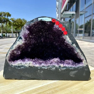 27.6LB Natural Amethyst Geode Quartz Crystal Cluster Cathedral Energy healing - Picture 1 of 22