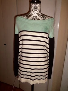 Leichter Damenpullover Talbots mint marineblau weiß gestreift U-Boot-Ausschnitt 2XP Plus neu mit Etikett - Bild 1 von 6