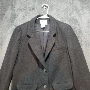 Eddie Bauer Jacket Womens Size Medium Pea Coat Wool Blend Soft Lined Black - Picture 1 of 10
