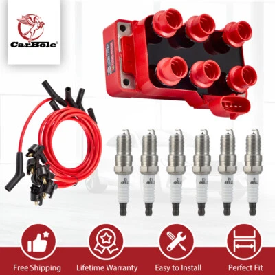 Bobina de encendido + 6 bujías y cables para Ford Mustang Ranger Taurus Thunderbird V6 Foto 1 de 4