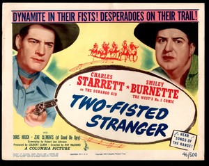 Two-Fisted Stranger 11"x14" Title Card Charles Starrett Smiley Burnette Weste...