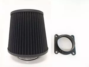Black Air Intake Filter + MAF Sensor Adapter For 2004-2006 Nissan Maxima 3.5L V6 - Picture 1 of 2
