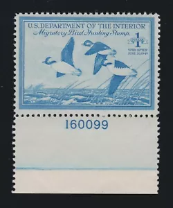 US RW15 $1 Federal Duck Stamp Mint Plate # Single VF OG NH SCV $60 (001) - Picture 1 of 2