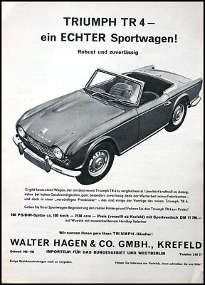 Triumph  TR 4,  originale Werbung aus 1963 Foto 1 de 2